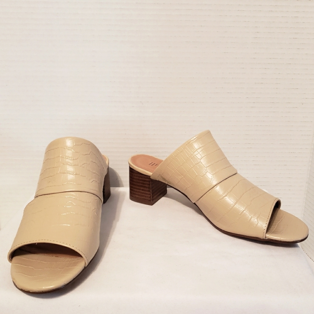 J.Jill Womens Size 7 Tan Leather OpenToe Block Heels Sandals